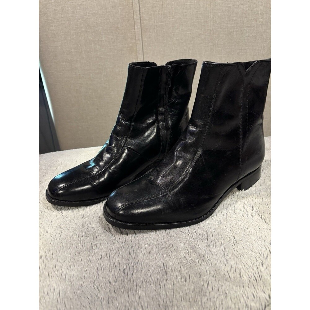 Florshame Men's 11087-01 Size 11 EEE Black Leather Zip Up Boots NWOB